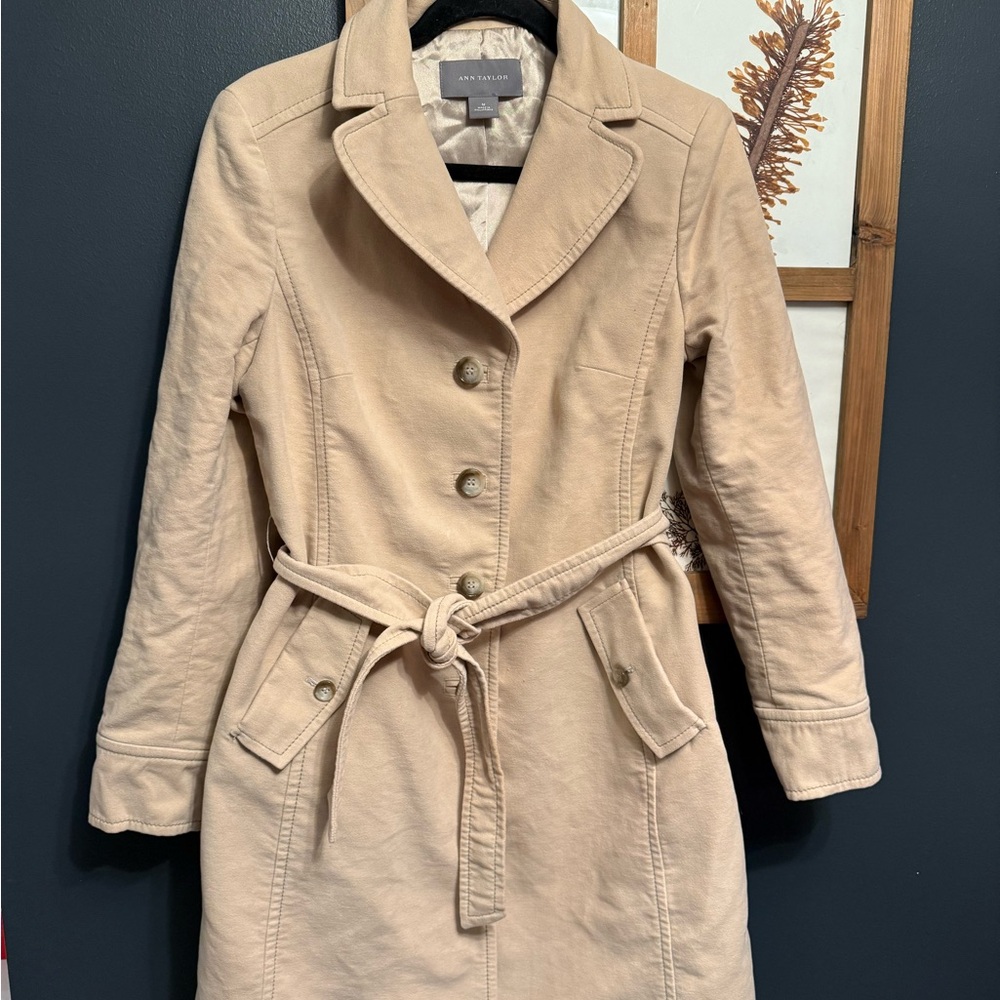 Ann Taylor Cream Belted Trench Coat